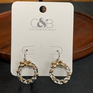 NWT Christopher & Banks two tone wreath earrings